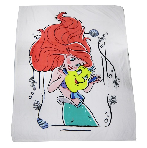 FRAZADA CORAL 127*152 SIRENITA ARIEL - BLANCO