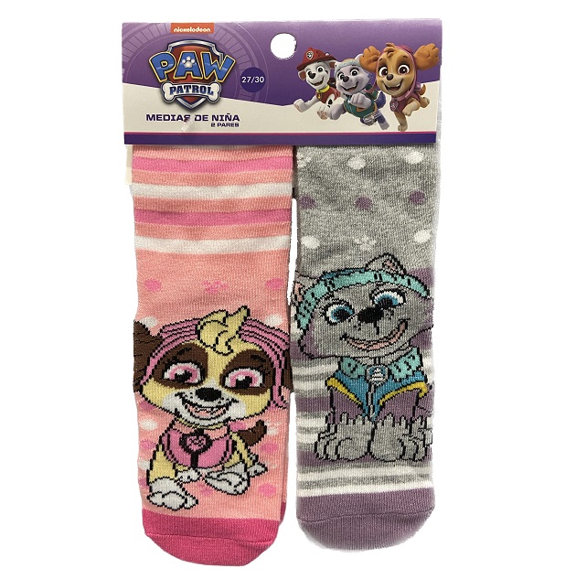 MEDIA NIÑO JACQ PACK X 2 PAW GR/FUCSIA 27/30