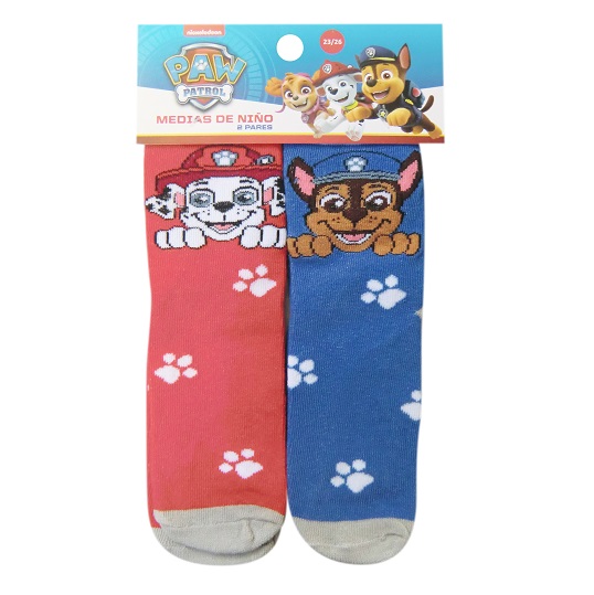 MEDIA NIÑO JACQ PACK X 2 PAW ROJO/AZUL 27/30