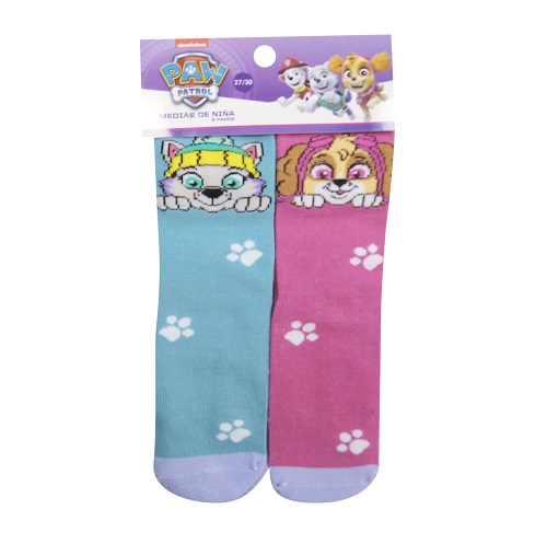 MEDIA NIÑO JACQ PACK X 2 PAW VERDE/ROSA 23/26